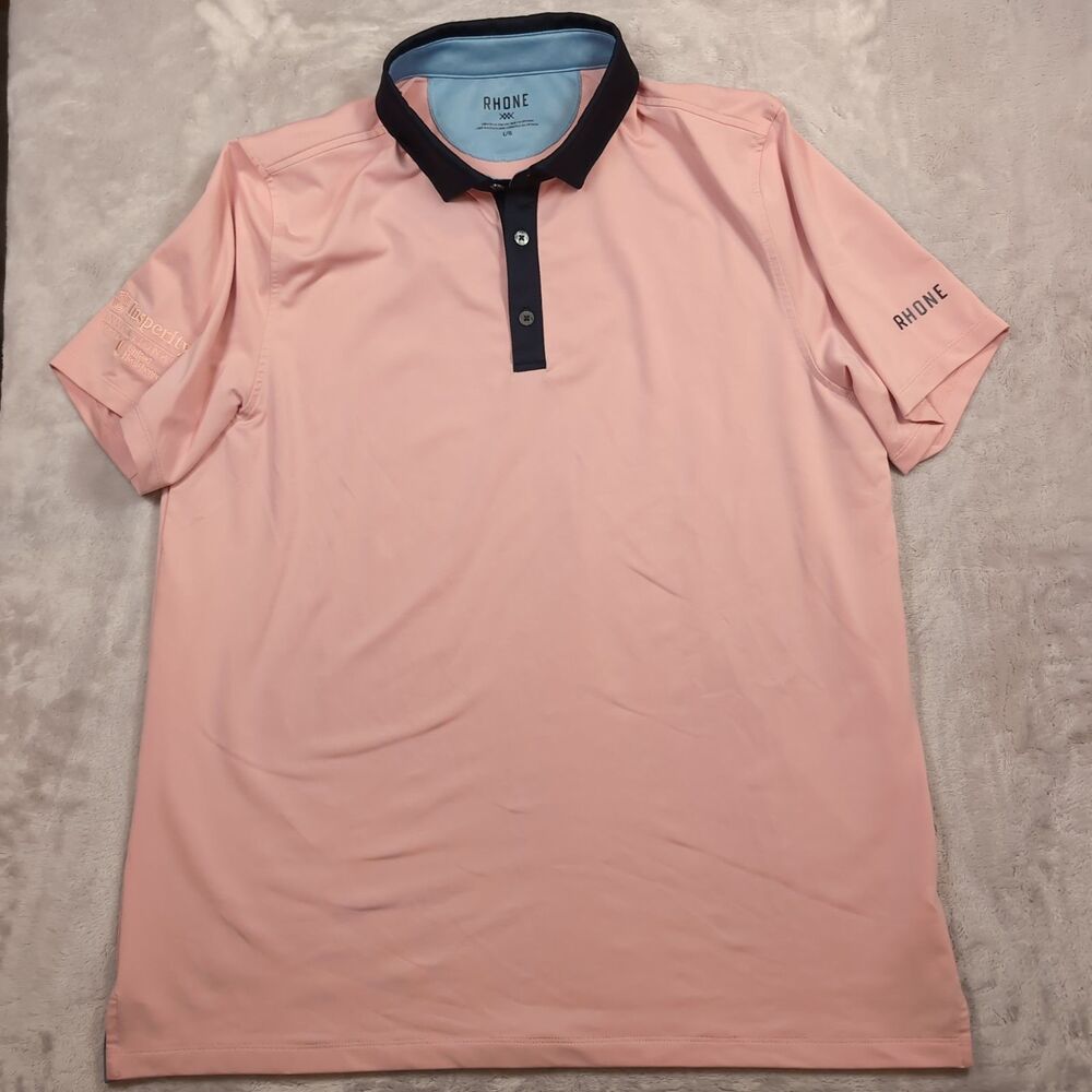 Rhone Golf Sport Polo Mens Large Pink Performance Golf Short Sleeve Shirt